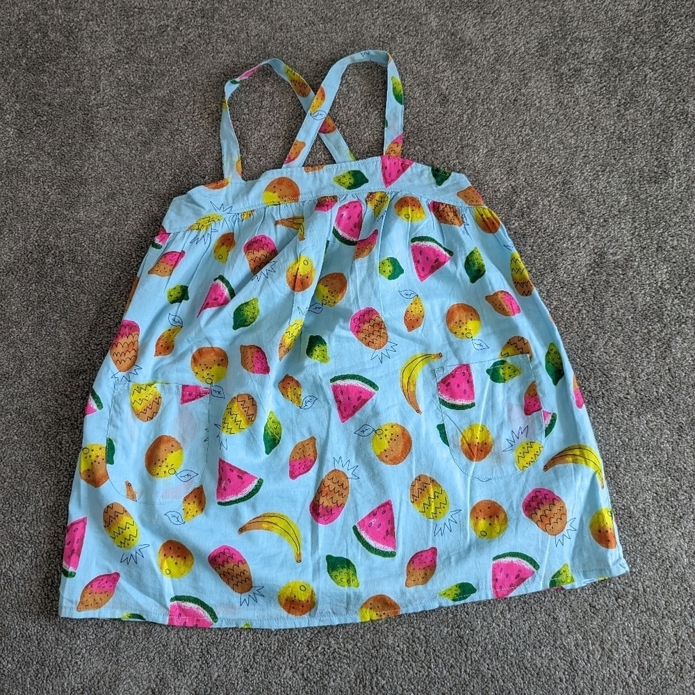 Lands' End fruit print cotton sundress girls Small Size 7 8